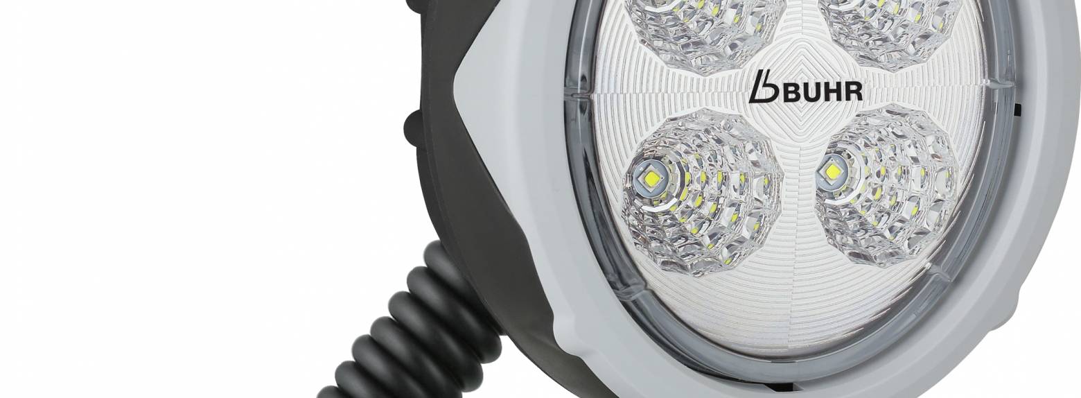 LED Arbeitsscheinwerfer mit Griff, Spiralkabel, Magnet und
